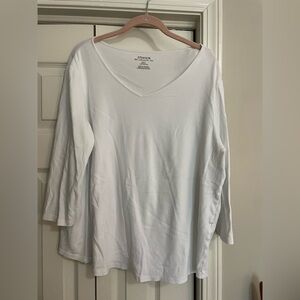 Chico's Classic White Long Sleeve V-Neck Top